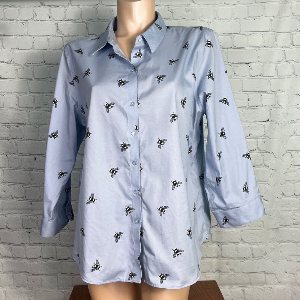 ColdWater Creek bumble bee button down shirt size 18 🐝